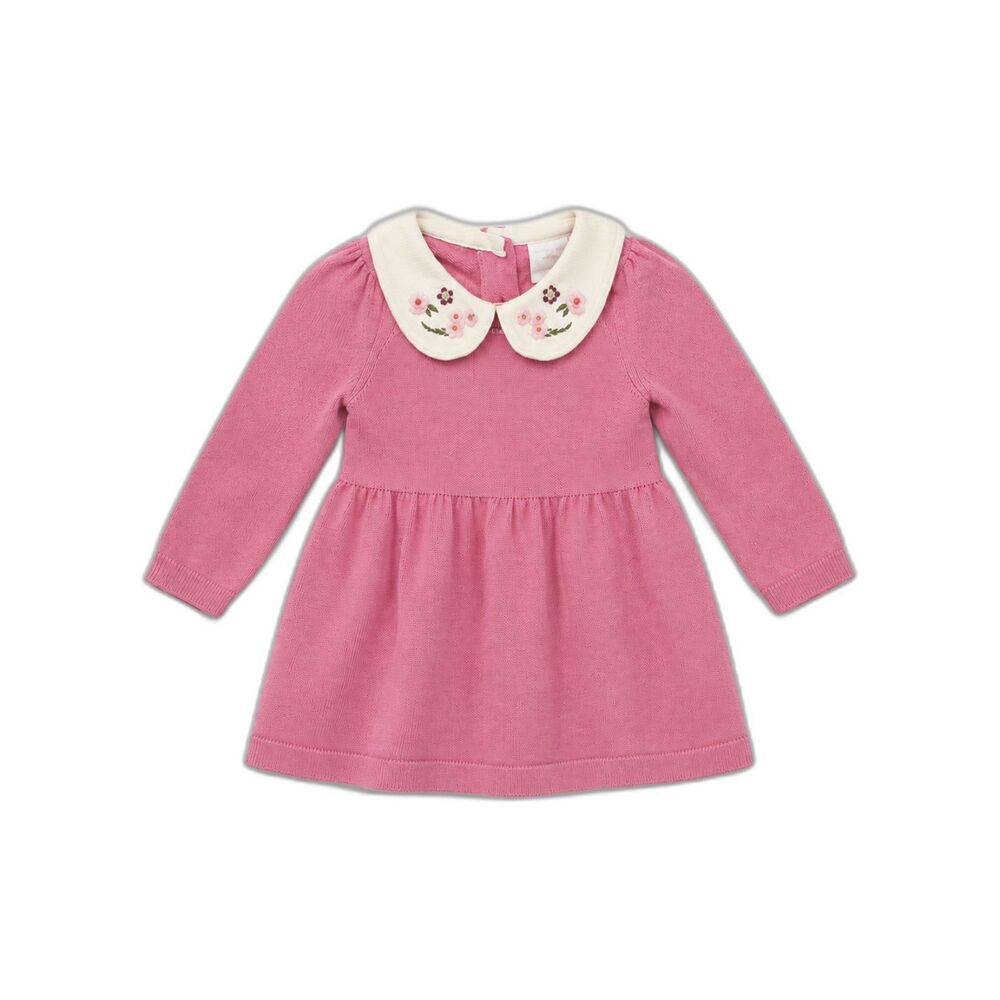 Homegrown by Gymboree Baby Girl 0-3M Knit Dress Embroidered Peter Pan Collar